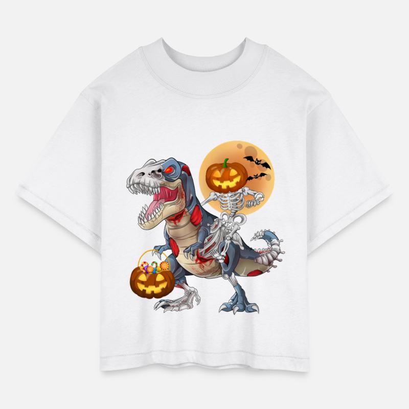 Pumpkin Skeleton Riding Zombie Dinosaur Halloween