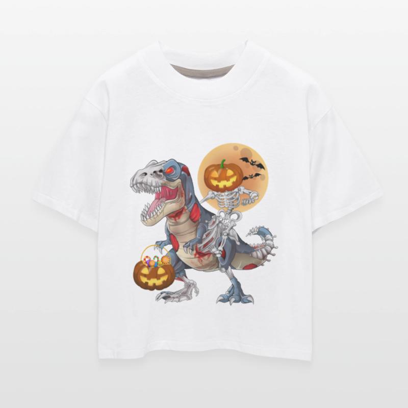 Pumpkin Skeleton Riding Zombie Dinosaur Halloween