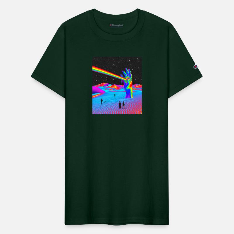 Rainbow In Galaxy Desert Night Retro Surrealism