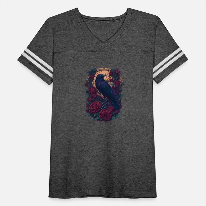 Raven with Roses Colorful Red Abstract