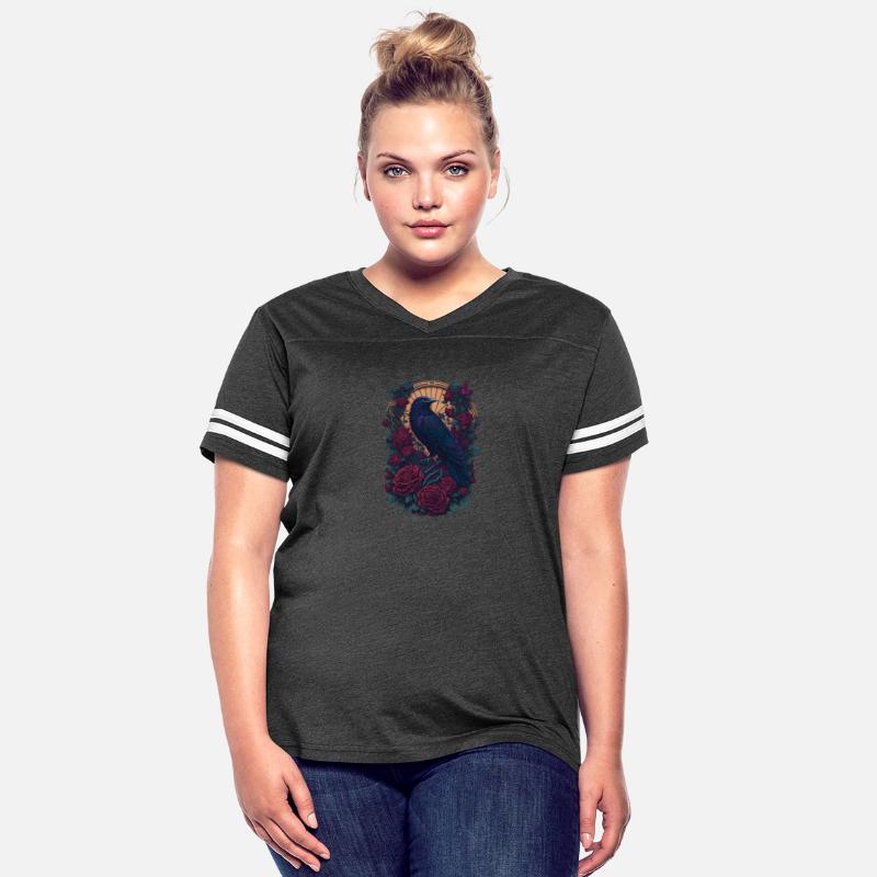 Raven with Roses Colorful Red Abstract