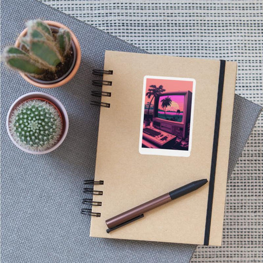 Simulation Over Retro Computer Monitor Vaporwave A