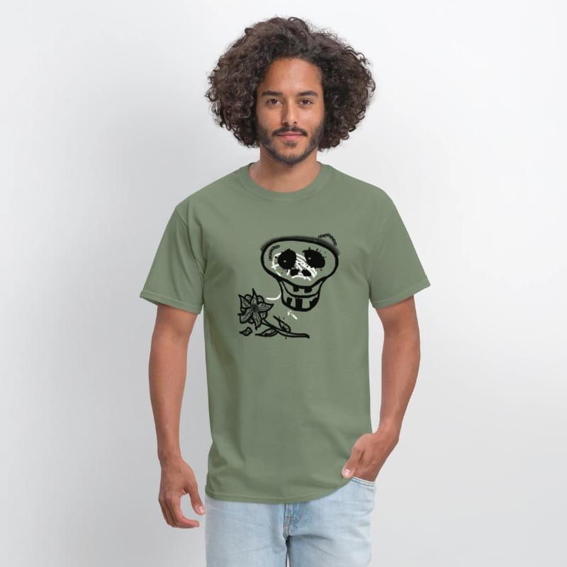 Skeleton skull smile with flower