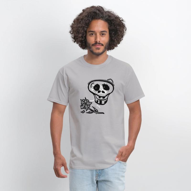 Skeleton skull smile with flower