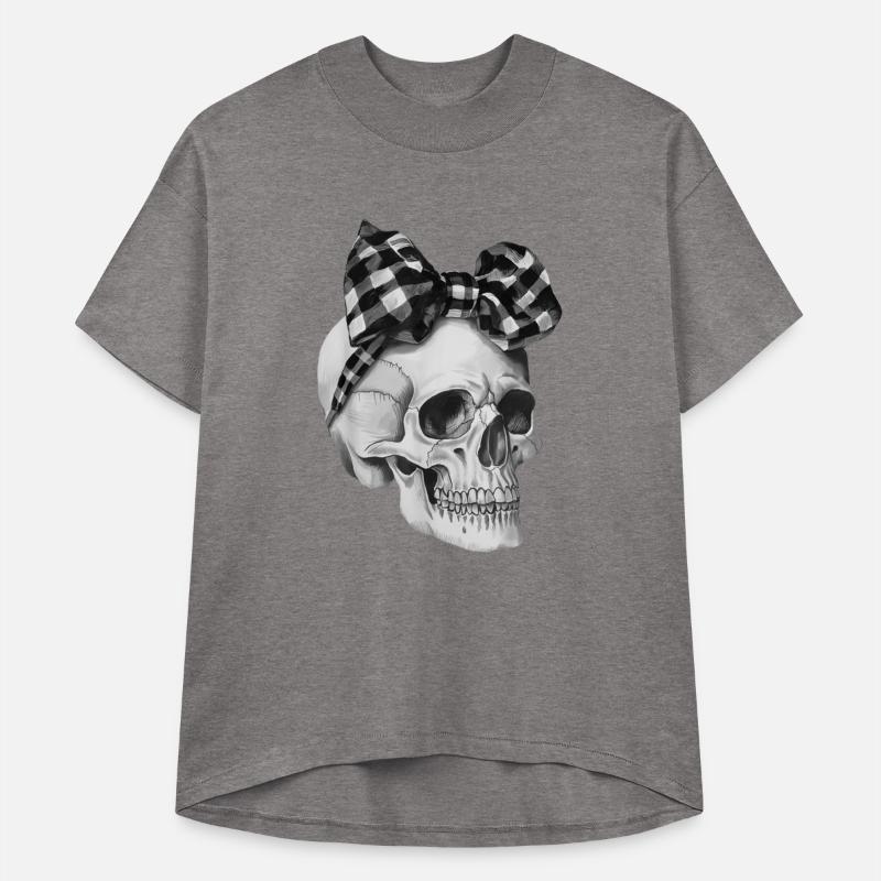 Skull Coquette Bow Halloween black and white check