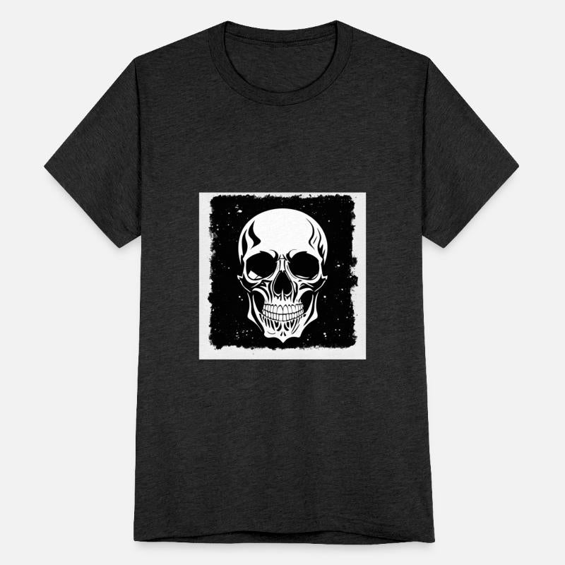 skull head in bright white and black