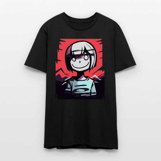 Smiling Girl with Bold Red Sky