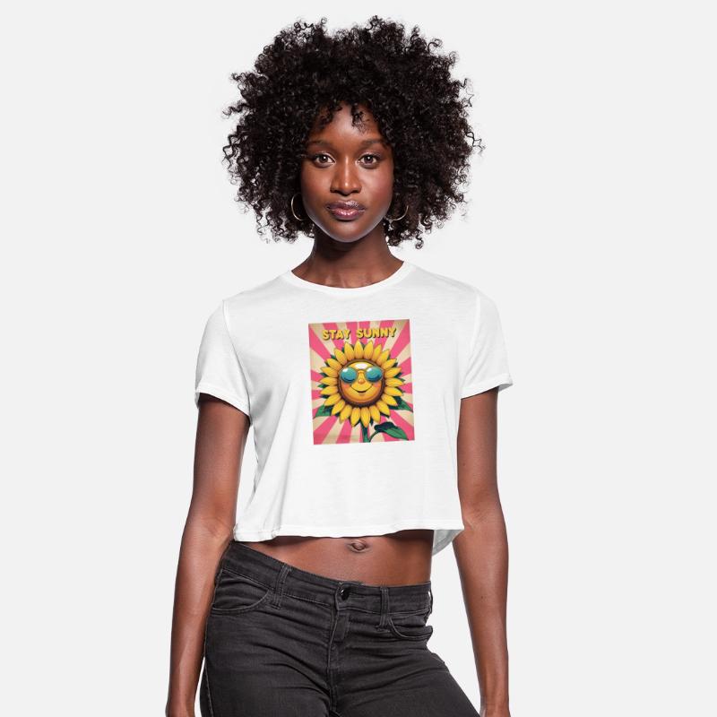 Stay Sunny T-Shirt – Retro Sunflower with Smile