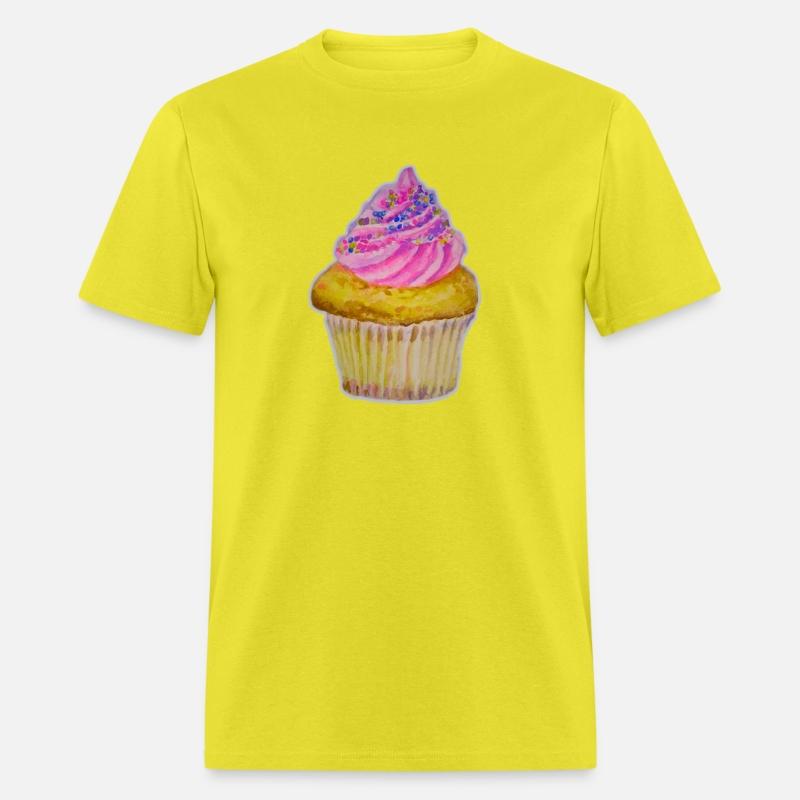 Strawberry cupcake watercolor illustration