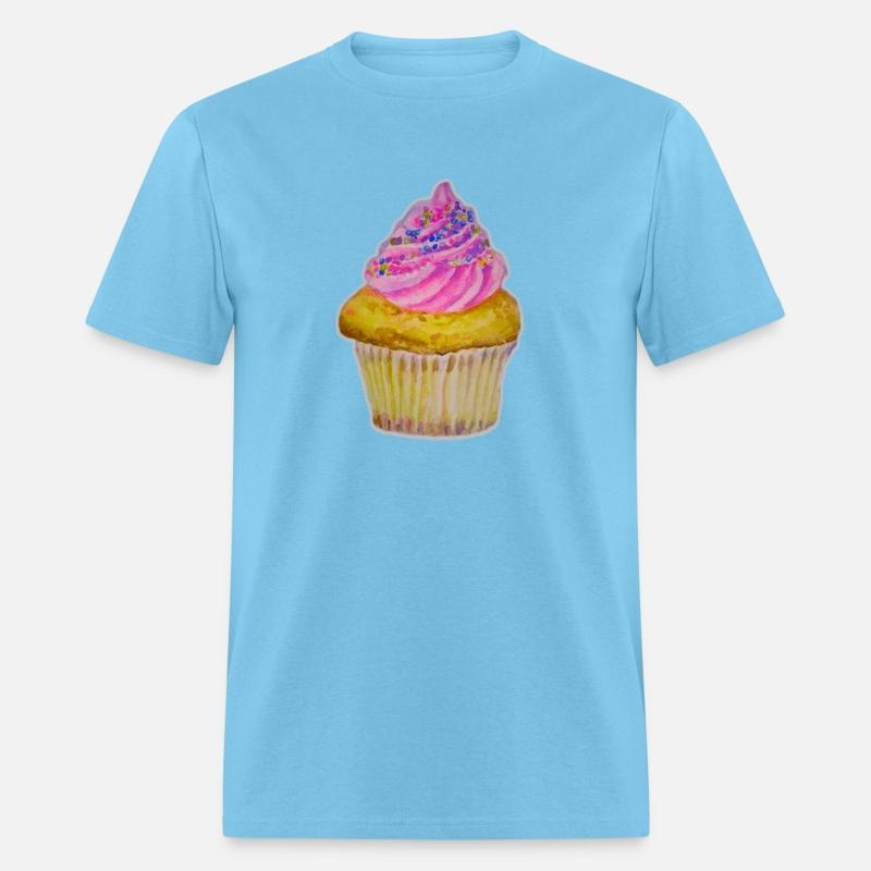 Strawberry cupcake watercolor illustration