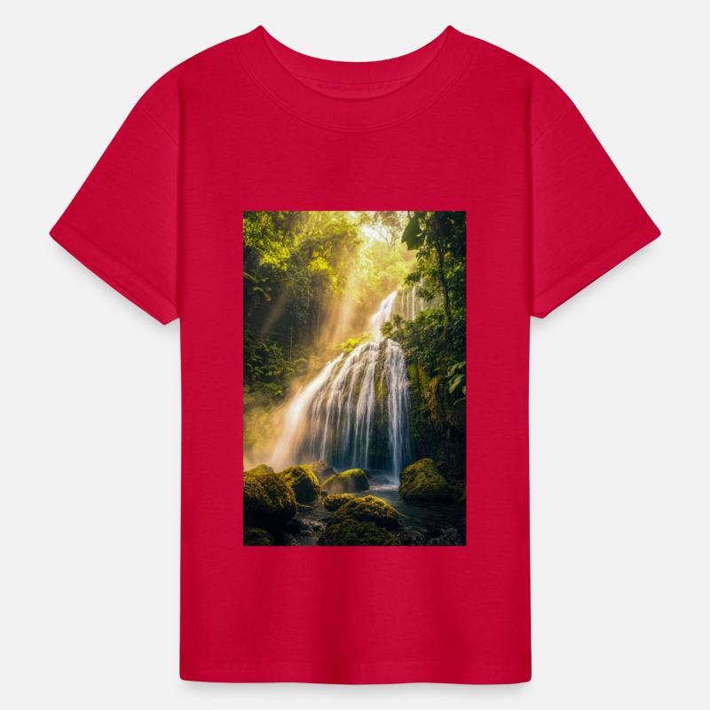 Sunlit Cascade in Rainforest