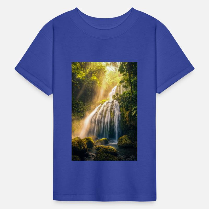 Sunlit Cascade in Rainforest