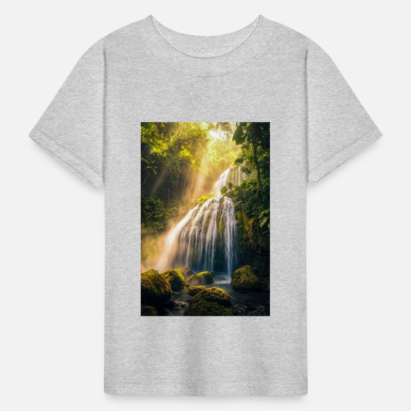 Sunlit Cascade in Rainforest