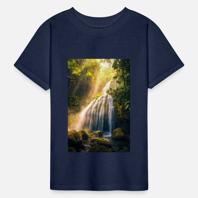 Sunlit Cascade in Rainforest