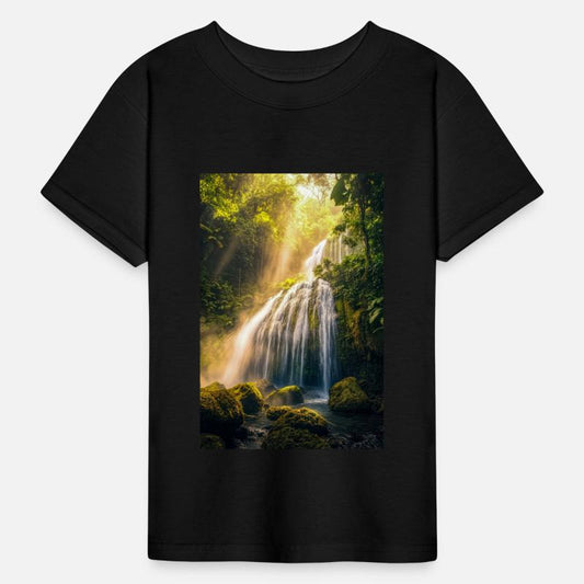 Sunlit Cascade in Rainforest