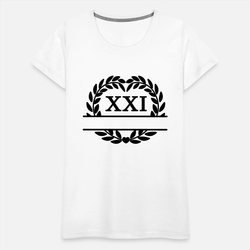 twenty-one years, laurel wreath in Latin numerals