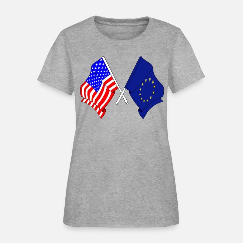 Two crossed flags USA and European Union