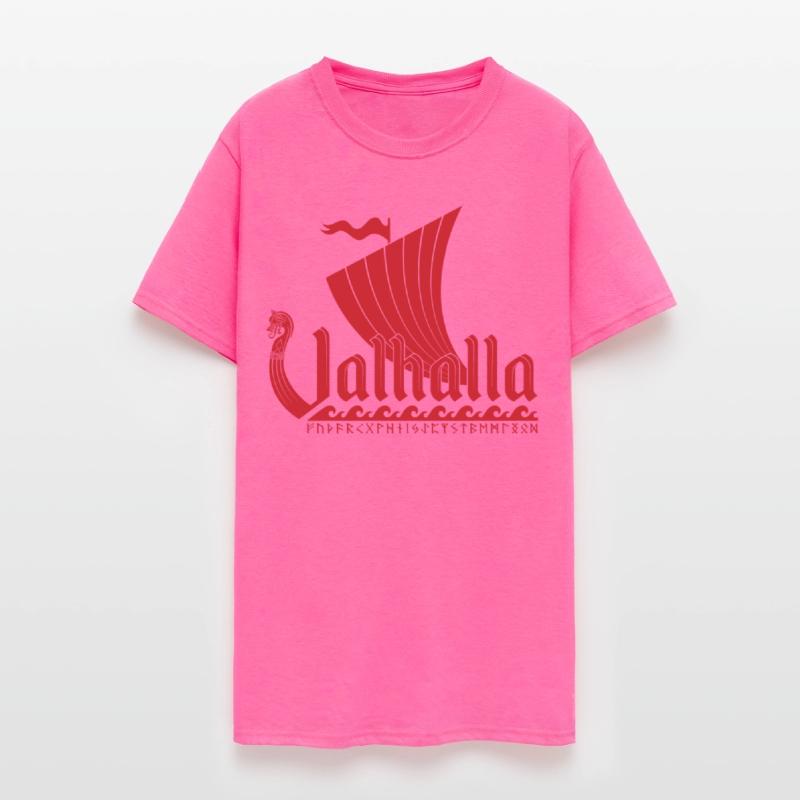 Valhalla viking ship futhark runes red