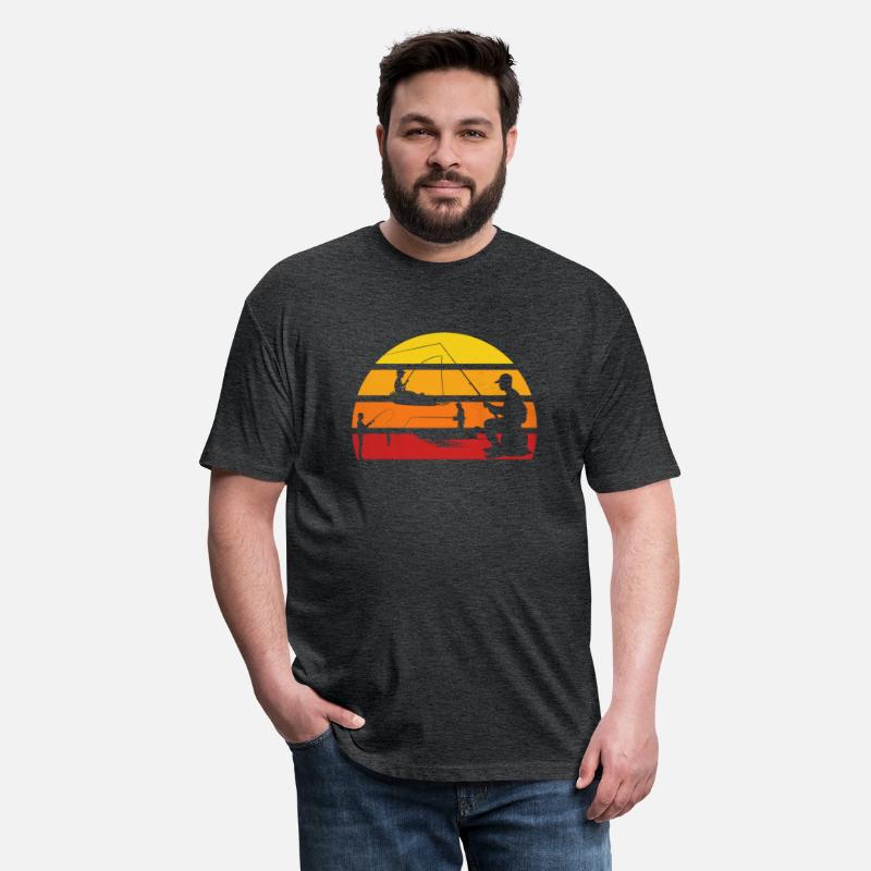 Vintage sunset fishing boat angler