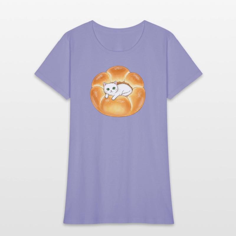 Whimsical Cat in Bread Illustration