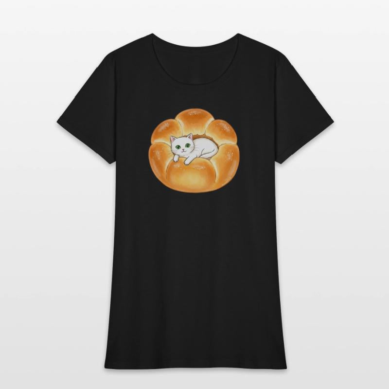 Whimsical Cat in Bread Illustration