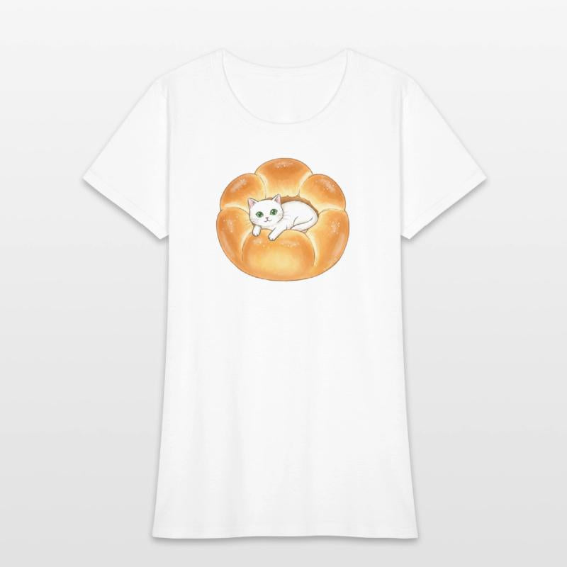 Whimsical Cat in Bread Illustration