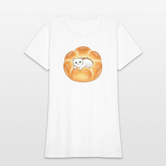 Whimsical Cat in Bread Illustration