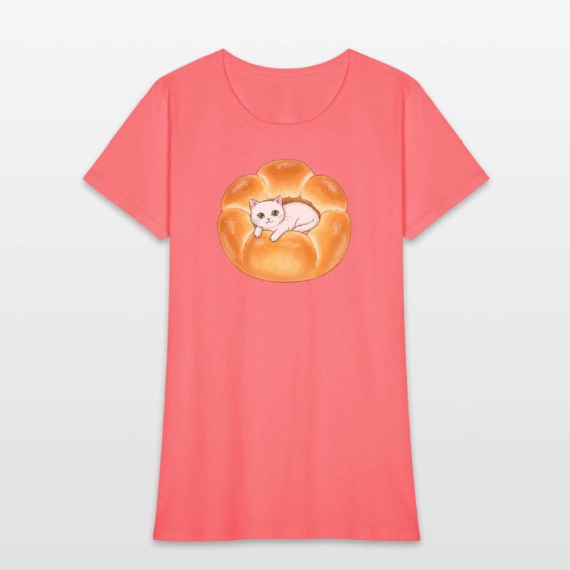 Whimsical Cat in Bread Illustration