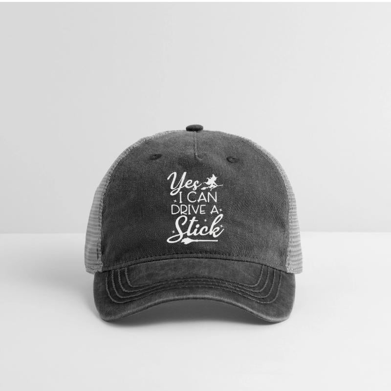 Whimsical Witch Riding Stick Figure Design