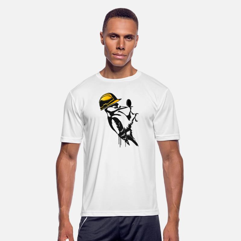 Woodpecker with hard hat - Humorous stencil design